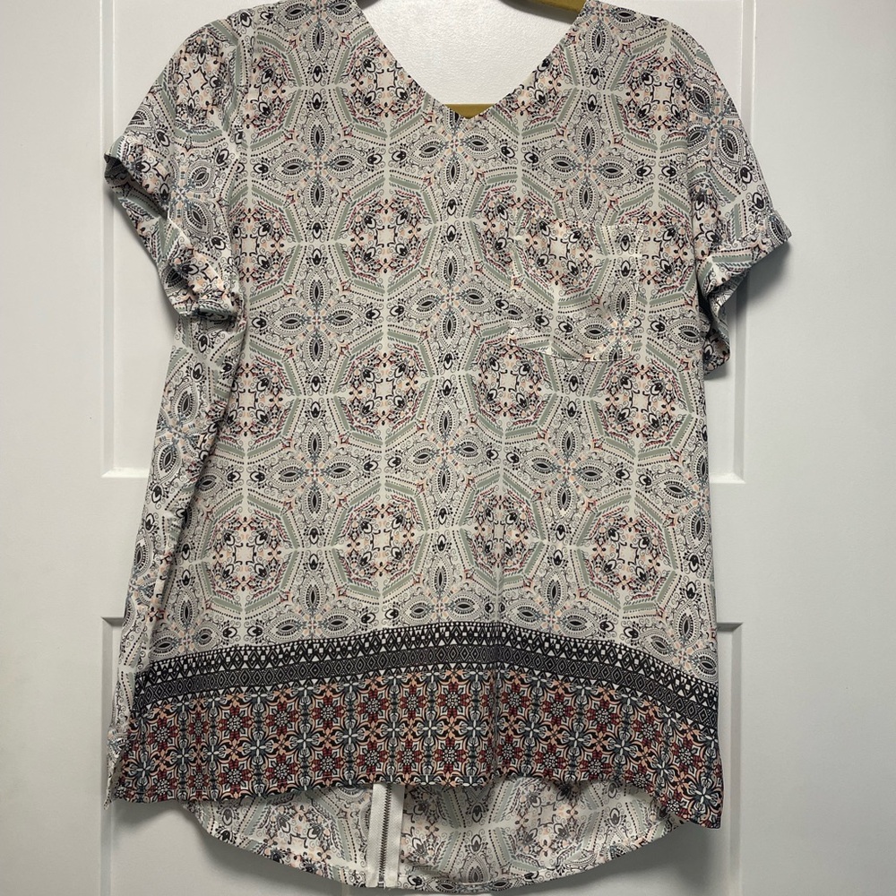 Patterned Short Sleeve Women's Top